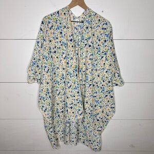 Time and Tru • Colorful Floral Woven Kimono Cardigan One Size NWT